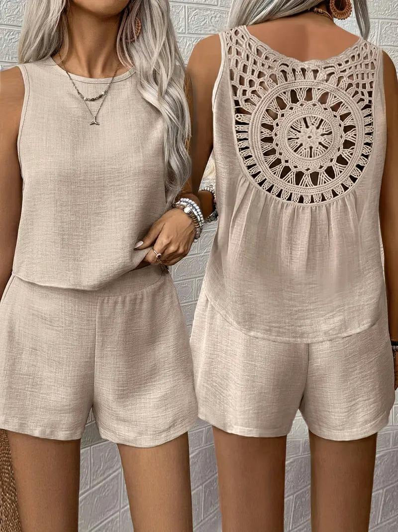 Women's Casual Jumpsuit with Lace Back Chic und Stil