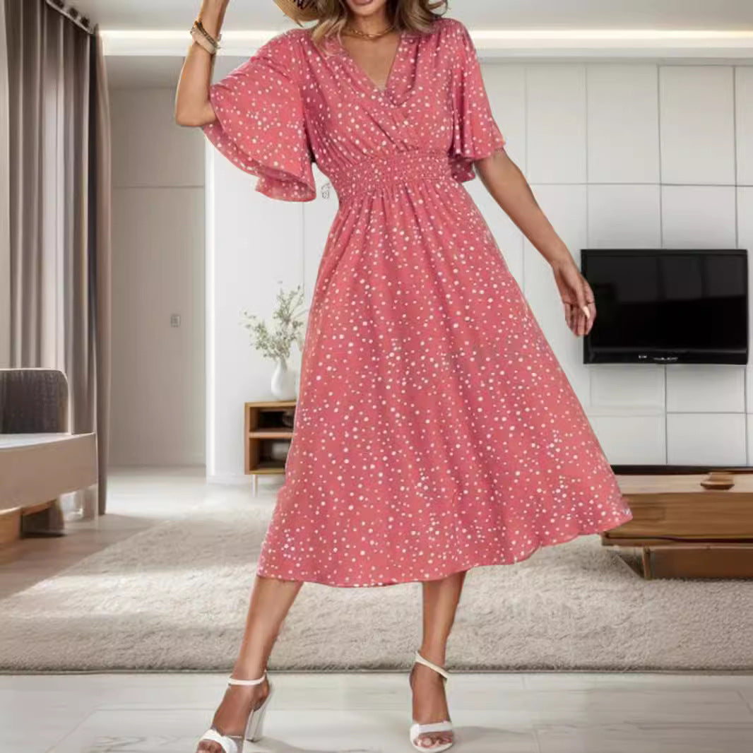 Robe midi enroulée élégante pour femmes Chic und Stil