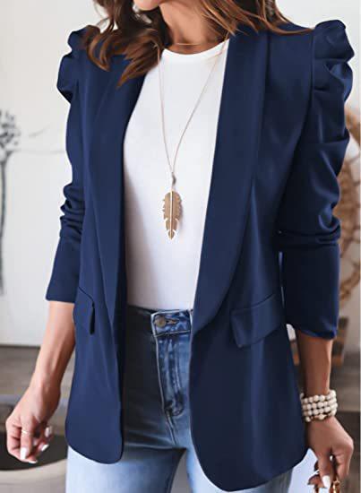 Elegant blazer jacket for women with puff sleeves and stylish pockets Chic and Style