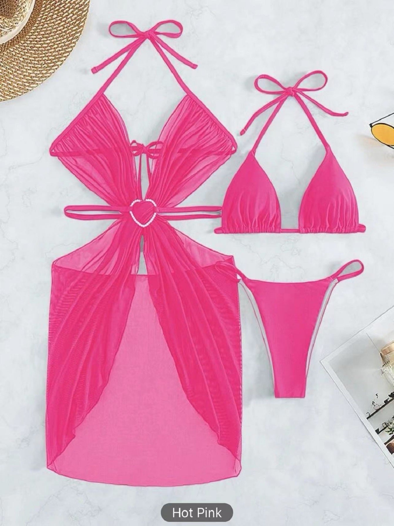 Maillot de bain pour femmes avec un élégant châle en chiffon et une accent cœur Chic und Stil
