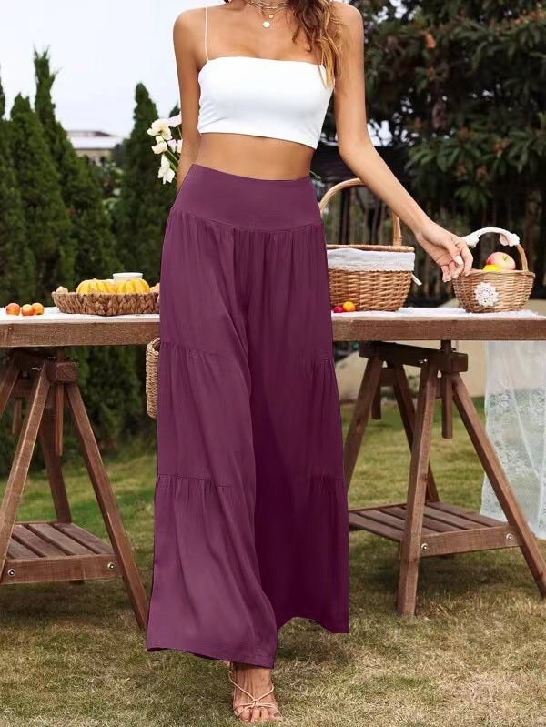 Pantalon d'été ample pour femmes avec taille élastique et coupe fluide Chic und Stil