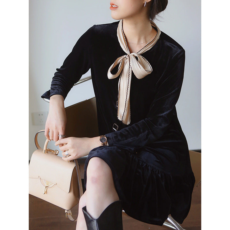 Robe shift en velours pour femme avec nœud décoratif Chic und Stil