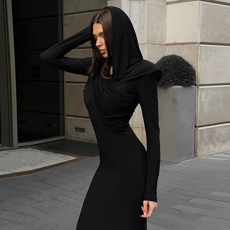 Robe de soirée élégante pour femmes avec capuche et silhouette cintrée Chic und Stil