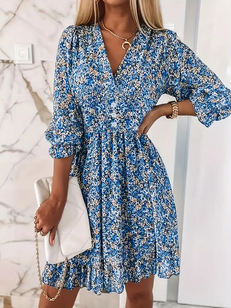 Dames Robe mini espiègle et élégante avec décolleté en V profond et détails en volants Chic und Stil