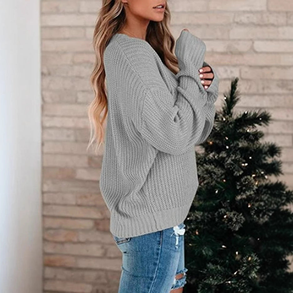 Pull en fine maille pour femmes avec décolleté en V et coupe décontractée Chic und Stil