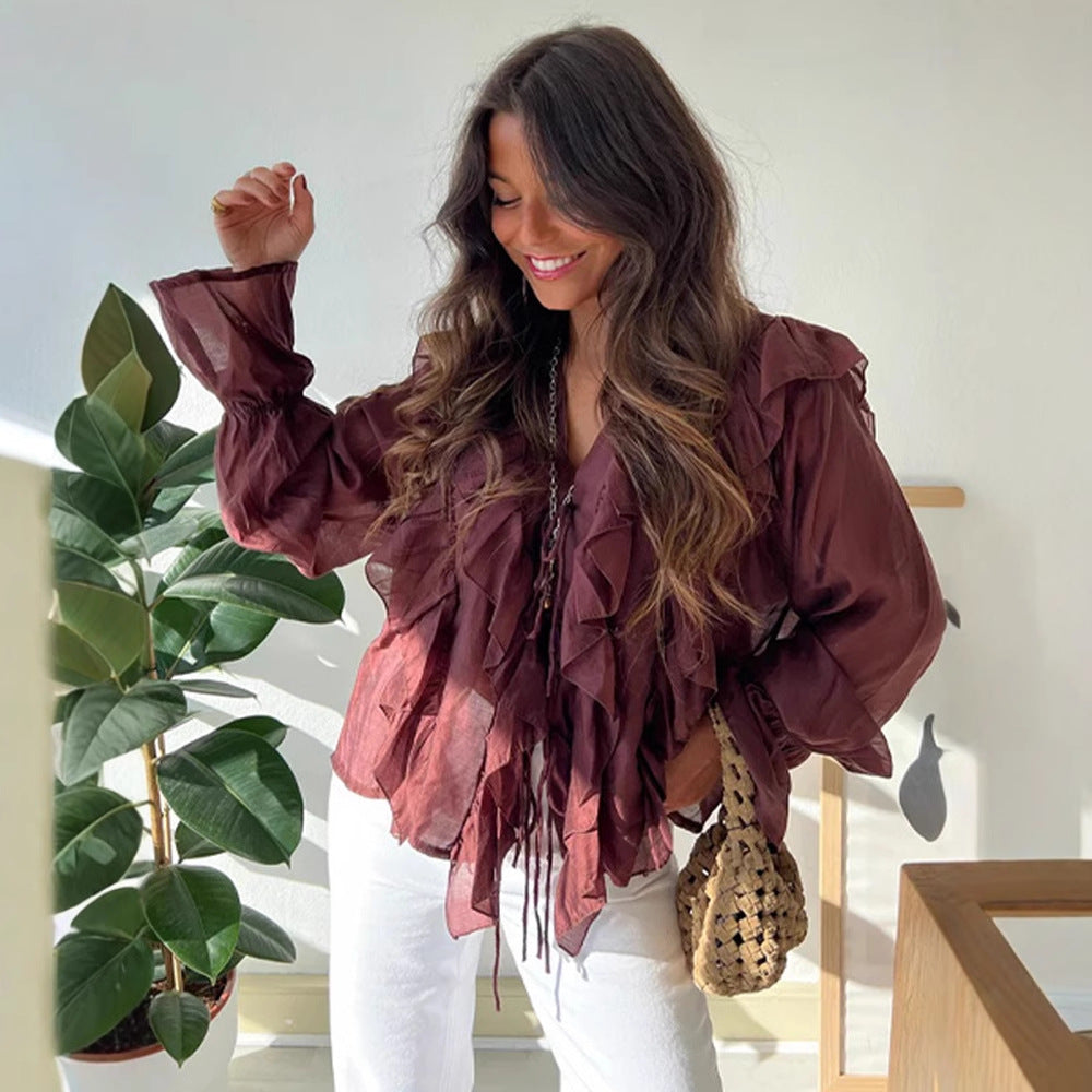 Blouse à volants pour femmes en tissu léger Chic und Stil
