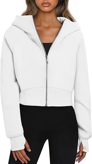Veste à capuche cropped pour femmes avec fermeture éclair intégrale Chic und Stil
