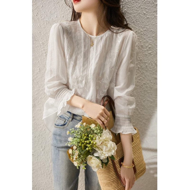 Chemise brodée transparente pour femmes Chic und Stil