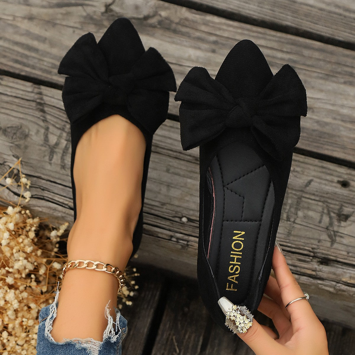 Ballerines femme avec décoration de nœud élégante et doublure intérieure douce Chic und Stil