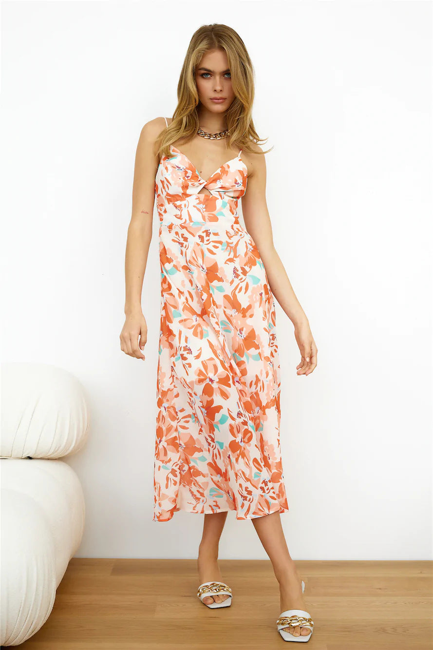 Robe slip fleurie A-ligne pour femmes Chic und Stil