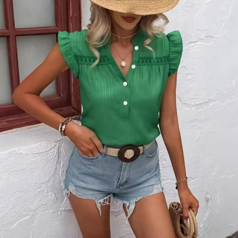 Blouse de loisirs à manches volantes pour femmes Chic und Stil