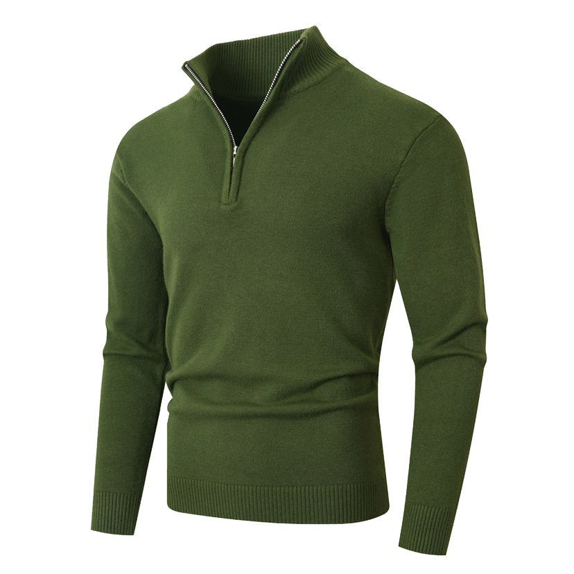 Pull homme avec zip demi-façon moderne et fine structure côtelée Chic und Stil
