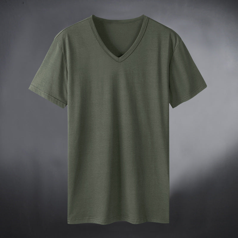 T-shirt femme à col en V en mélange de coton de haute qualité Chic und Stil
