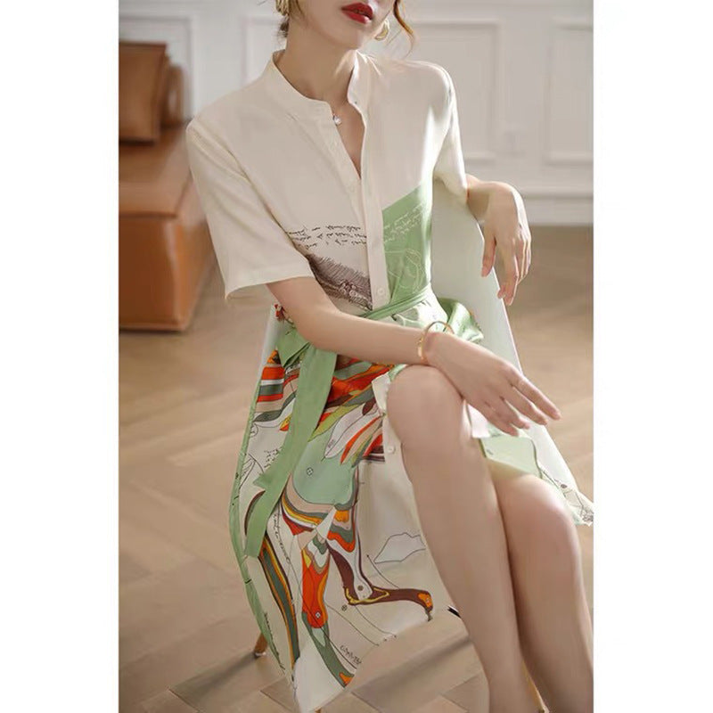 Robe midi imprimée artistique pour femmes Chic und Stil