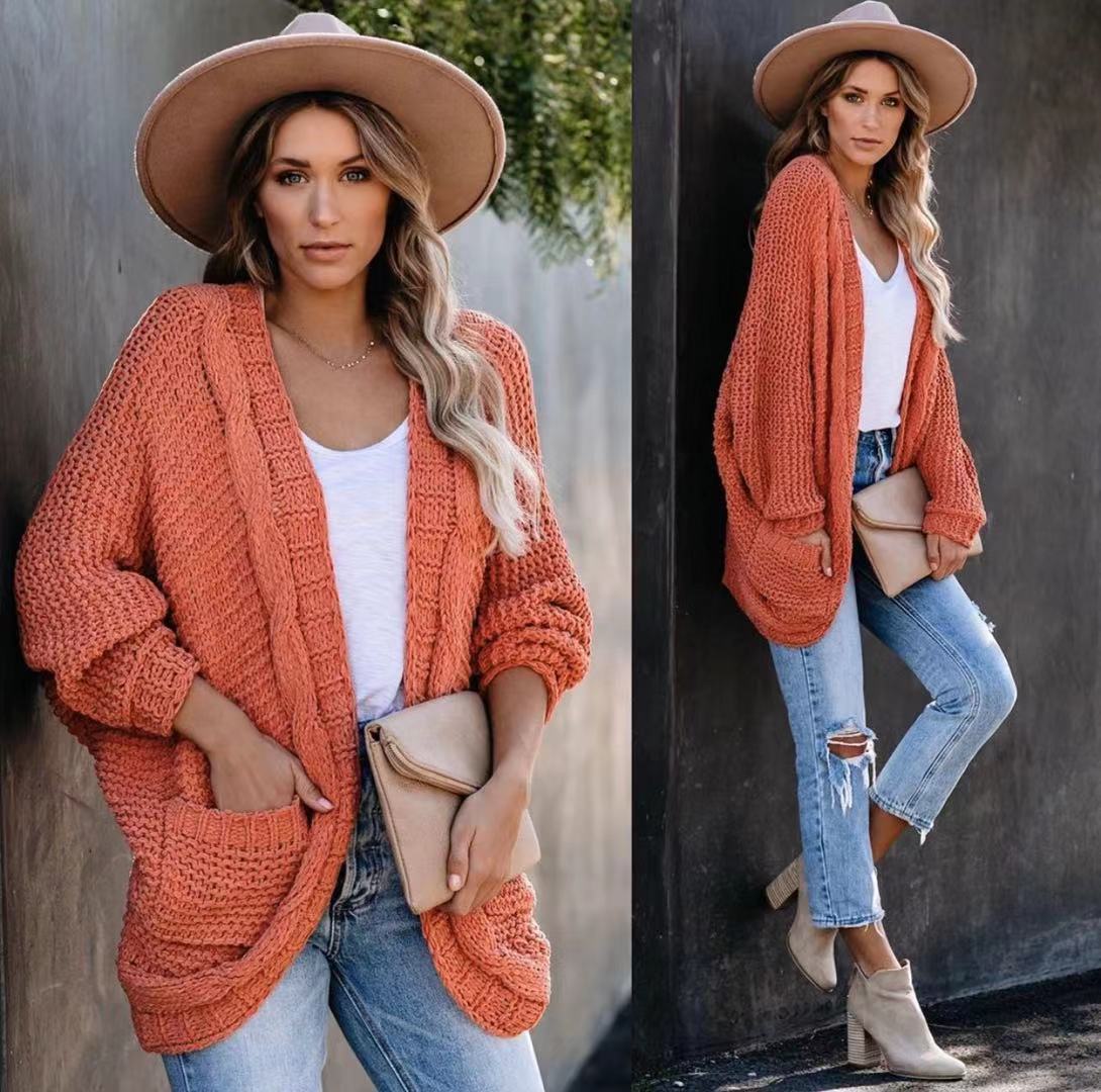 Veste en tricot épais pour femmes avec des contours décontractés et de grandes poches Chic und Stil
