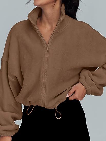 Pull-over en molleton décontracté pour femmes avec col haut et cordon de serrage Chic und Stil