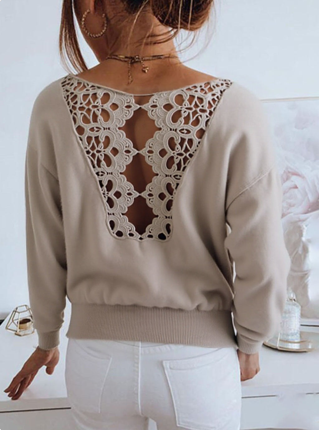 Pull en tricot pour femmes avec un détail en crochet exquis Chic und Stil