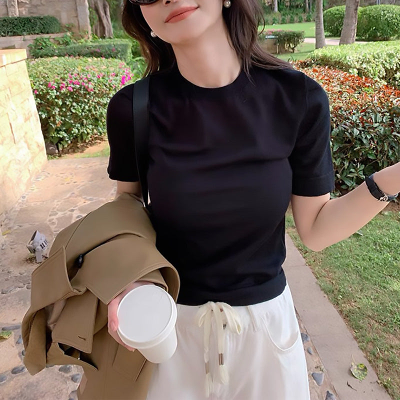 Haut à manches courtes doux pour femmes Chic und Stil