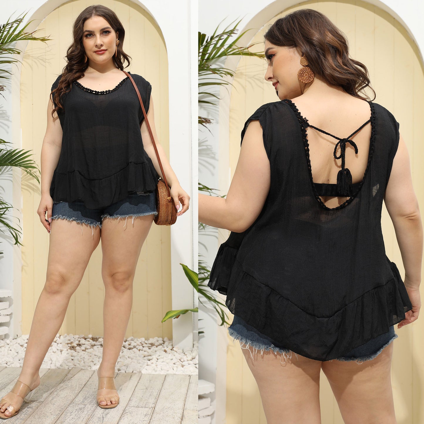 Tunique à volants fluide douce pour femmes Chic und Stil