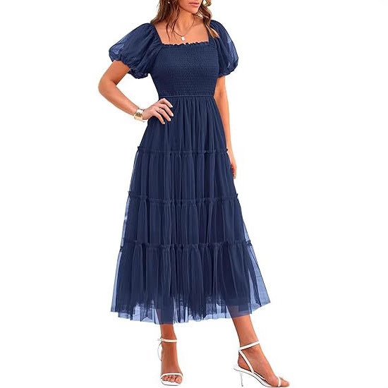 Robe maxi femme avec des manches volumineuses et une conception sans épaules Chic und Stil