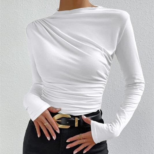 Chemise à manches longues pour femmes avec un design de drapé raffiné Chic und Stil