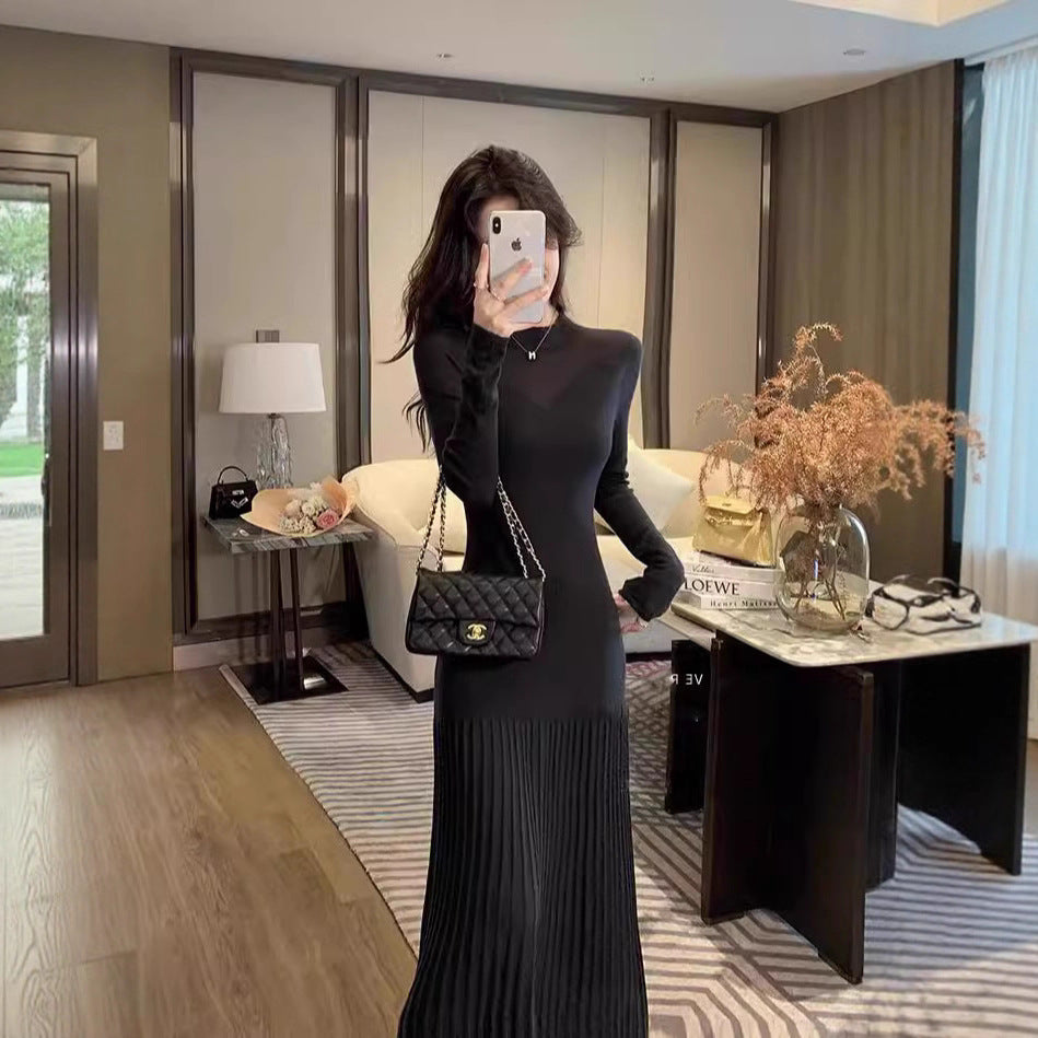Robe maxi en tricot pour femmes avec un fin design côtelé et des accents de manches modernes Chic und Stil