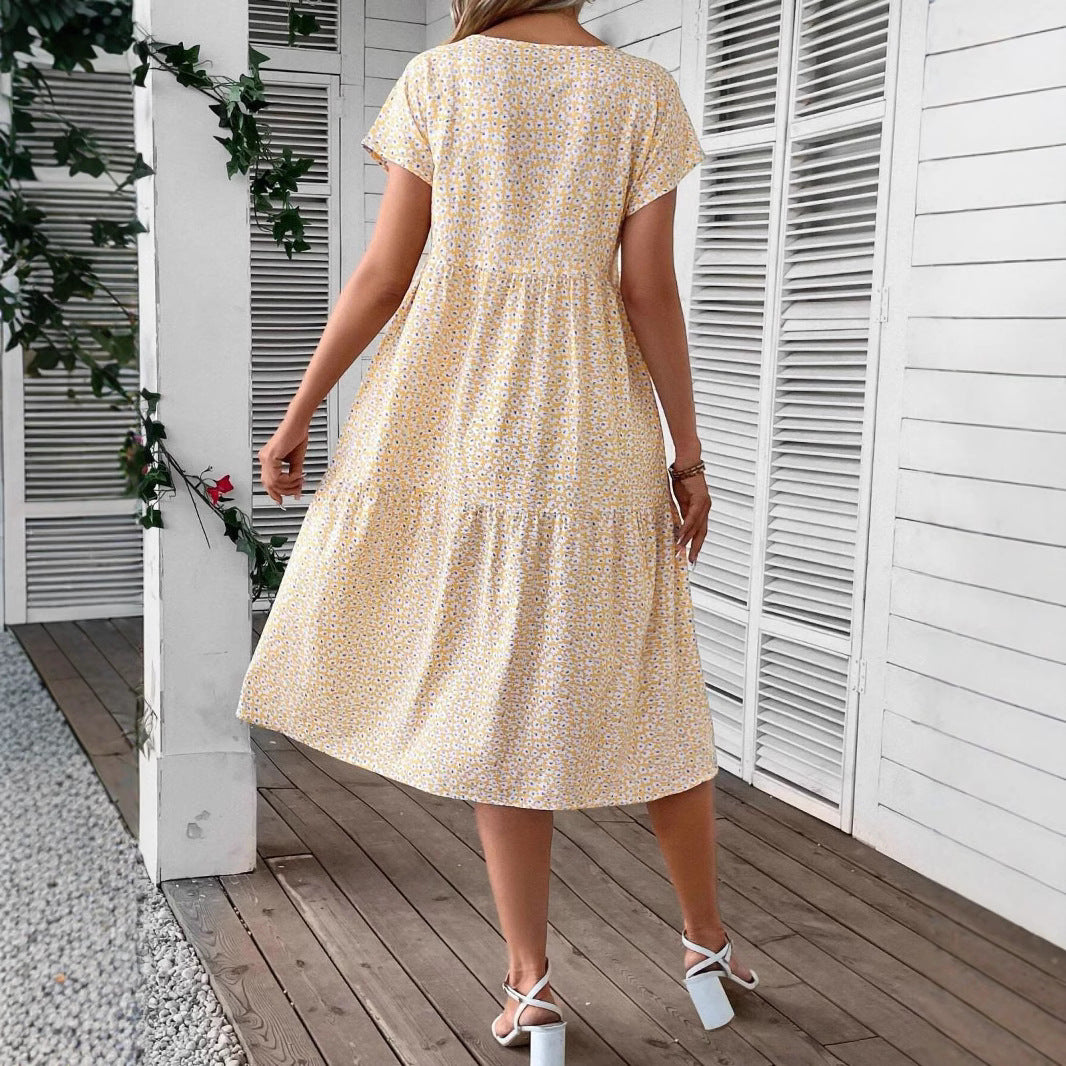Femme loisir chemisier floral robe midi Chic und Stil