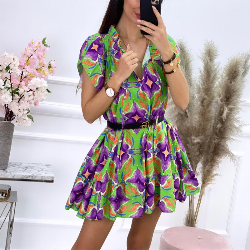 Robe mini à ligne A fluide pour femmes avec manches à volants Chic und Stil