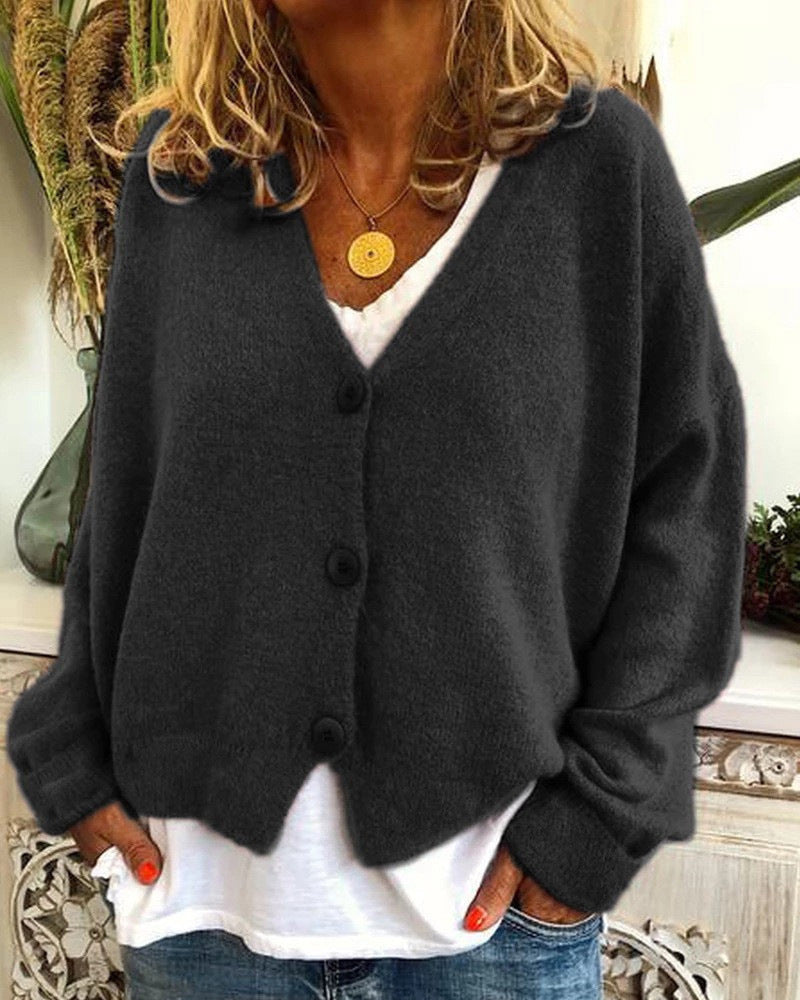 Cardigan en tricot décontracté pour femmes avec design ouvert et fermeture à bouton Chic und Stil