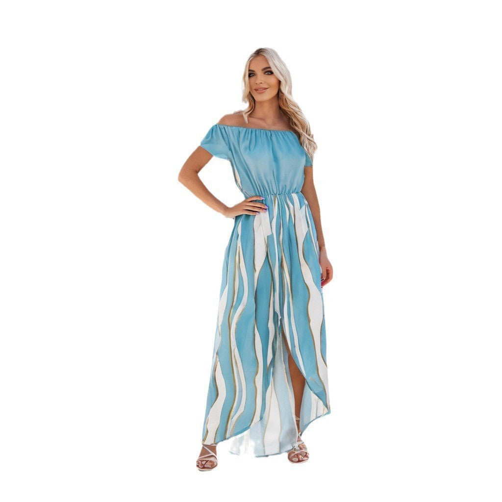 Robe maxi femme avec un élégant décolleté off-shoulder et un design fluide Chic und Stil