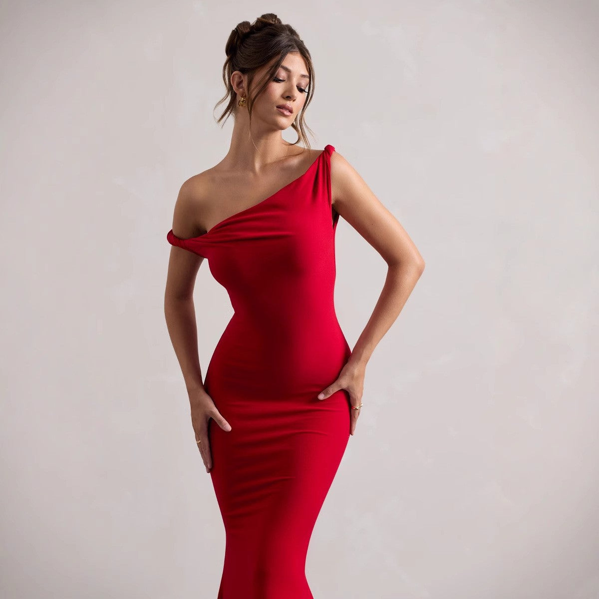 Robe maxi à une épaule élégante Chic und Stil