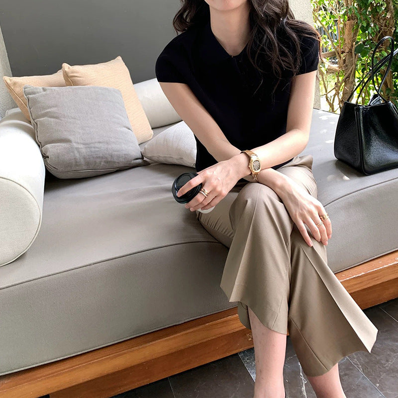Chemise polo élégante pour femmes et pantalons taille haute Chic und Stil