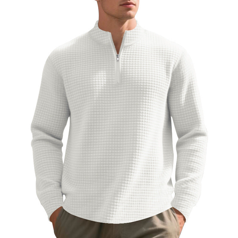 Pull pour hommes en polaire avec col montant, fermeture éclair et design structuré Chic und Stil