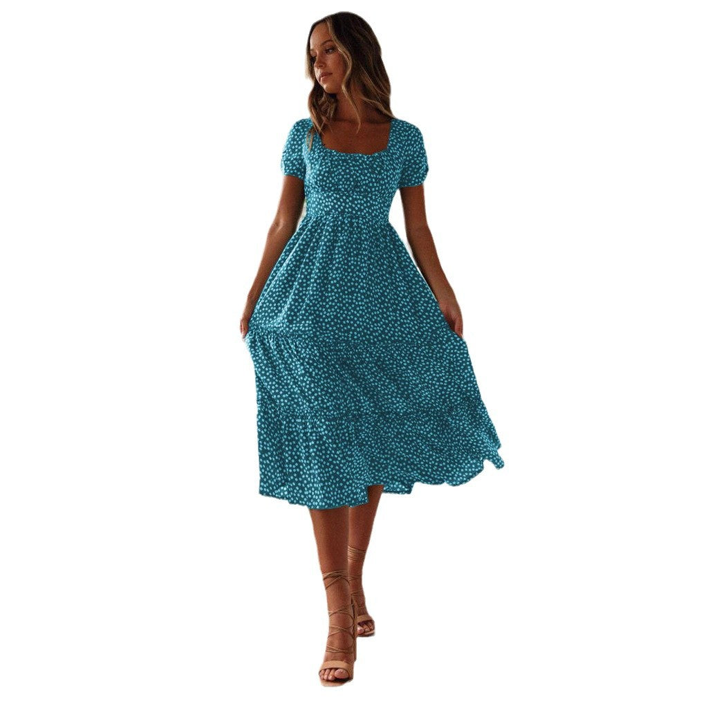 Robe midi à fleurs à volants pour femme Chic und Stil