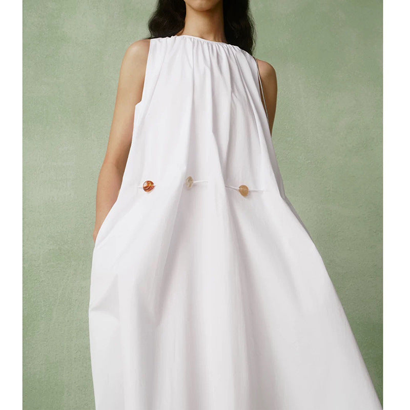 Robe maxi sans manches pour femme avec détail froncé Chic und Stil