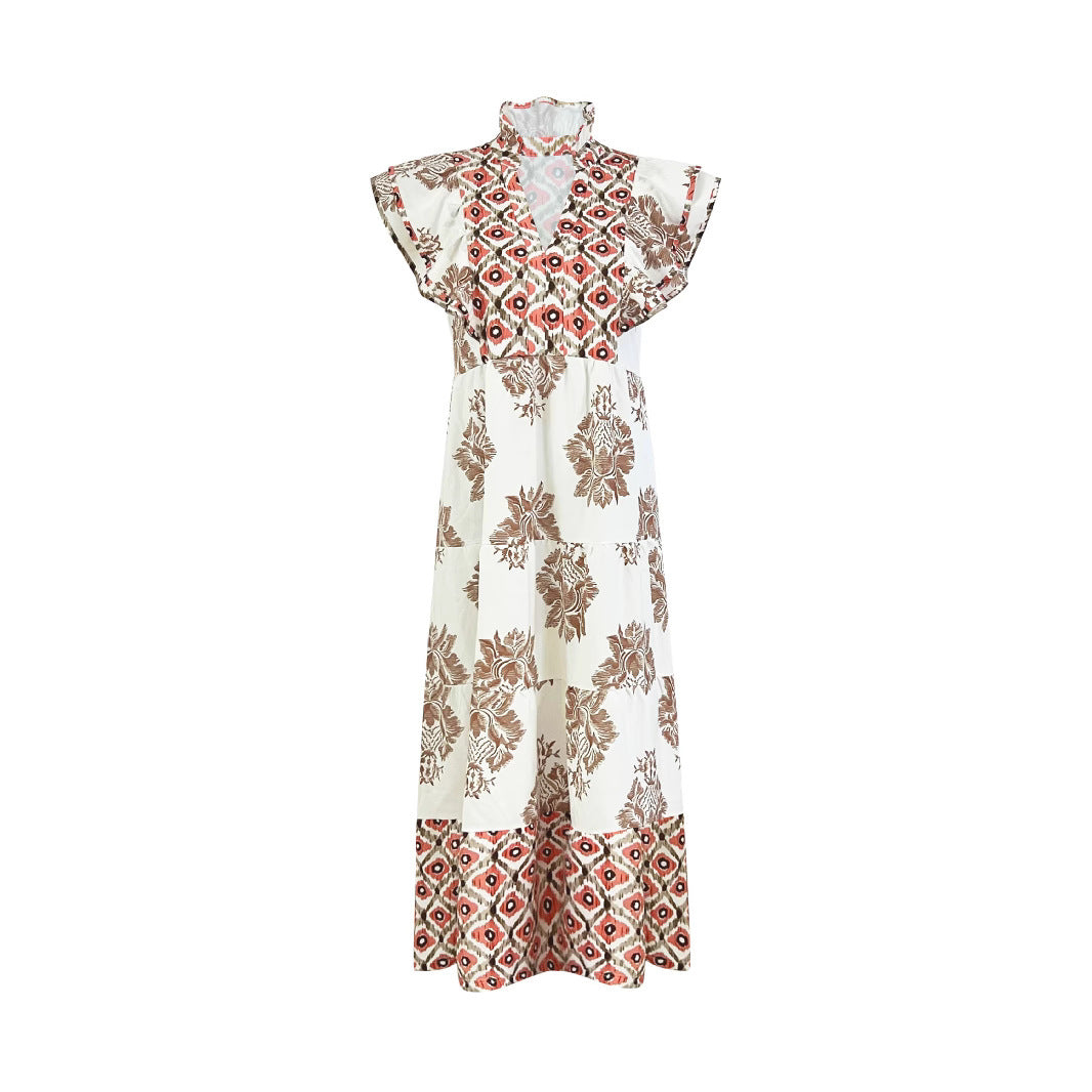 Robe maxi fleurs pour femmes avec manches courtes Chic und Stil