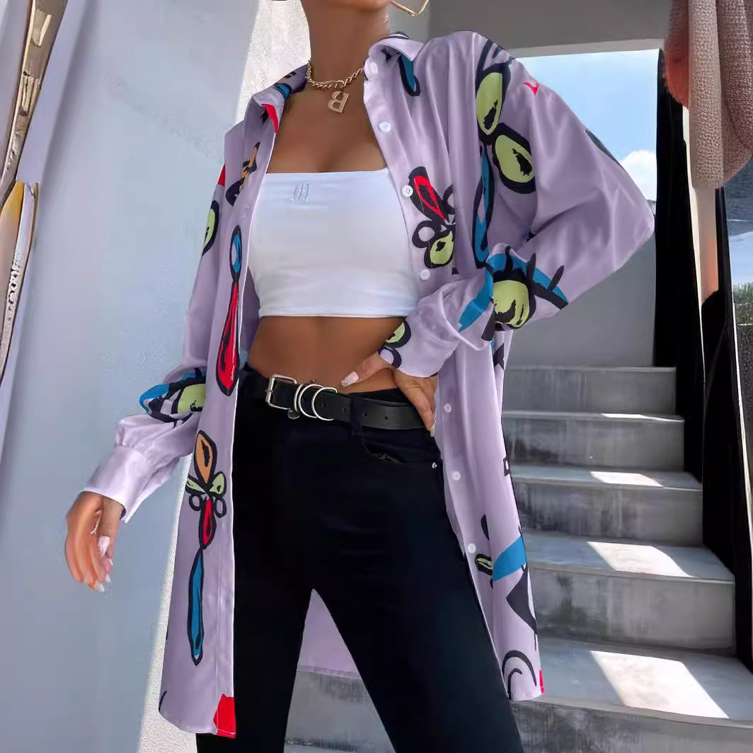 Blouse à carreaux tendance pour femmes avec un design graphique coloré Chic und Stil