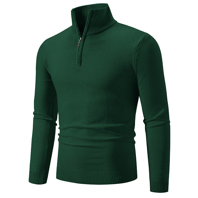 Pull en col roulé pour hommes avec zip court et texture fine Chic und Stil
