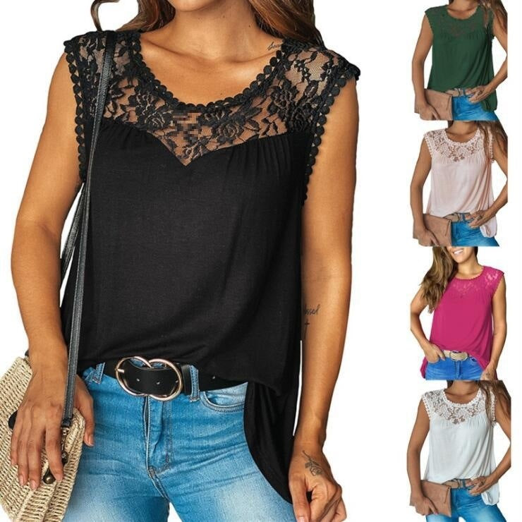 Top asymétrique pour femmes avec motif en dentelle et coupe décontractée Chic und Stil