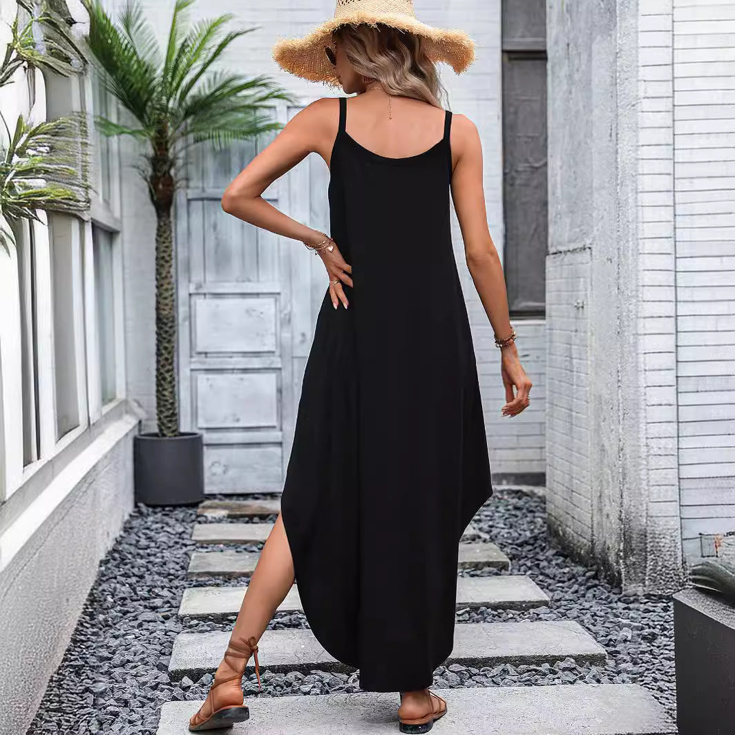 Robe maxi femme avec fente latérale et bretelles ajustables Chic und Stil