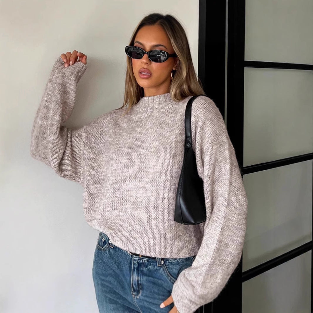 Dames pull en tricot tendance à coupe ample et col montant Chic und Stil