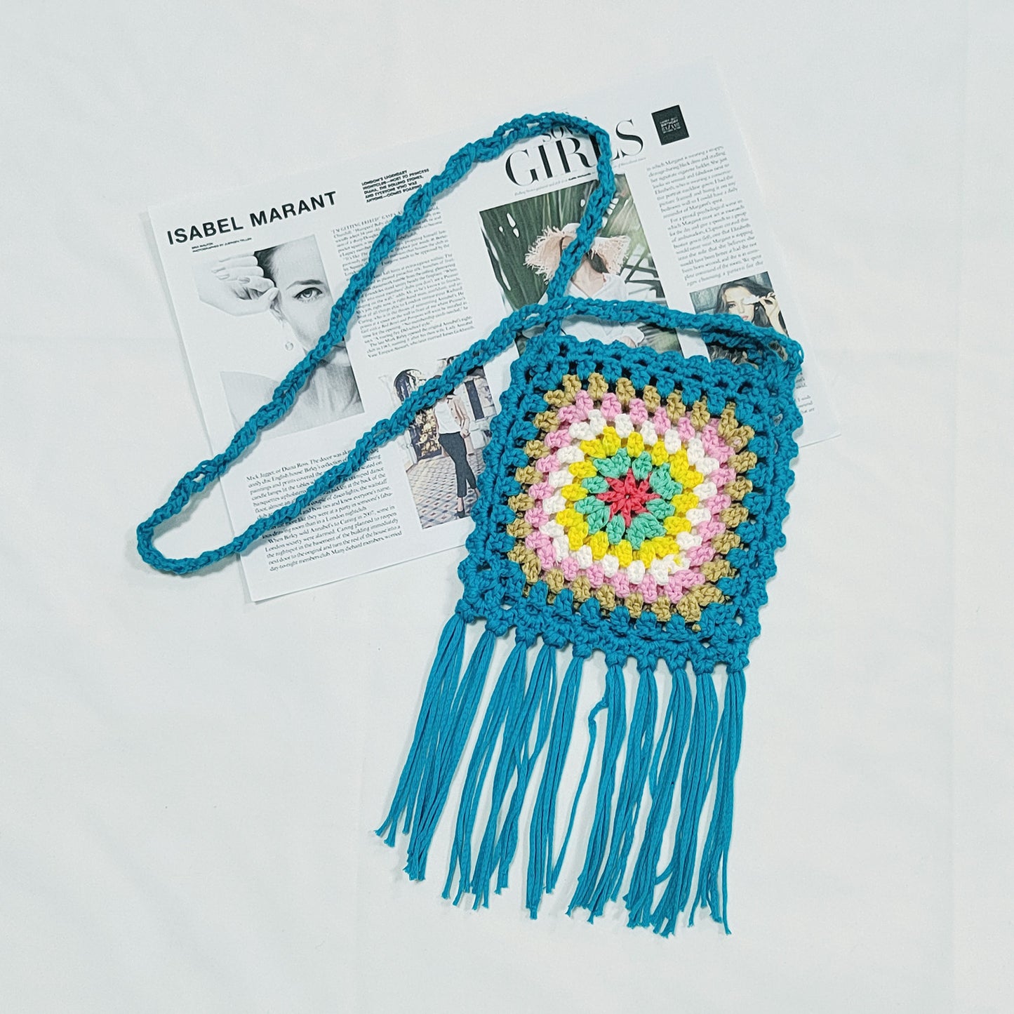 Sac à bandoulière à pompons en crochet pour femmes Chic und Stil