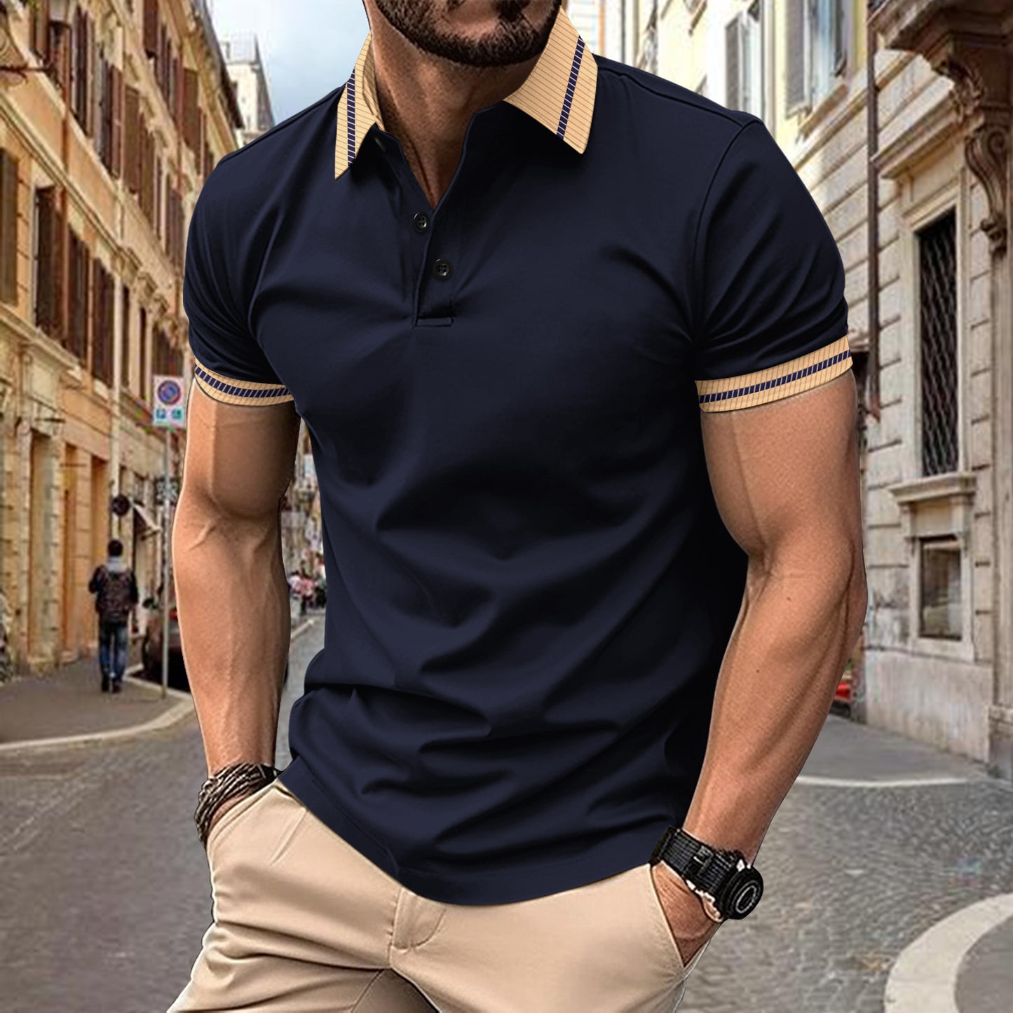 Polo de performance stylé pour hommes avec col contrasté Chic und Stil