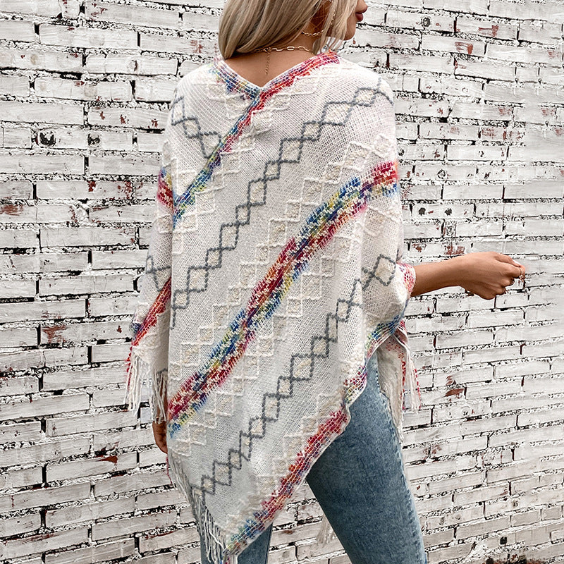 Pull oversize élégant pour femmes avec ourlet à franges et motif unique Chic und Stil