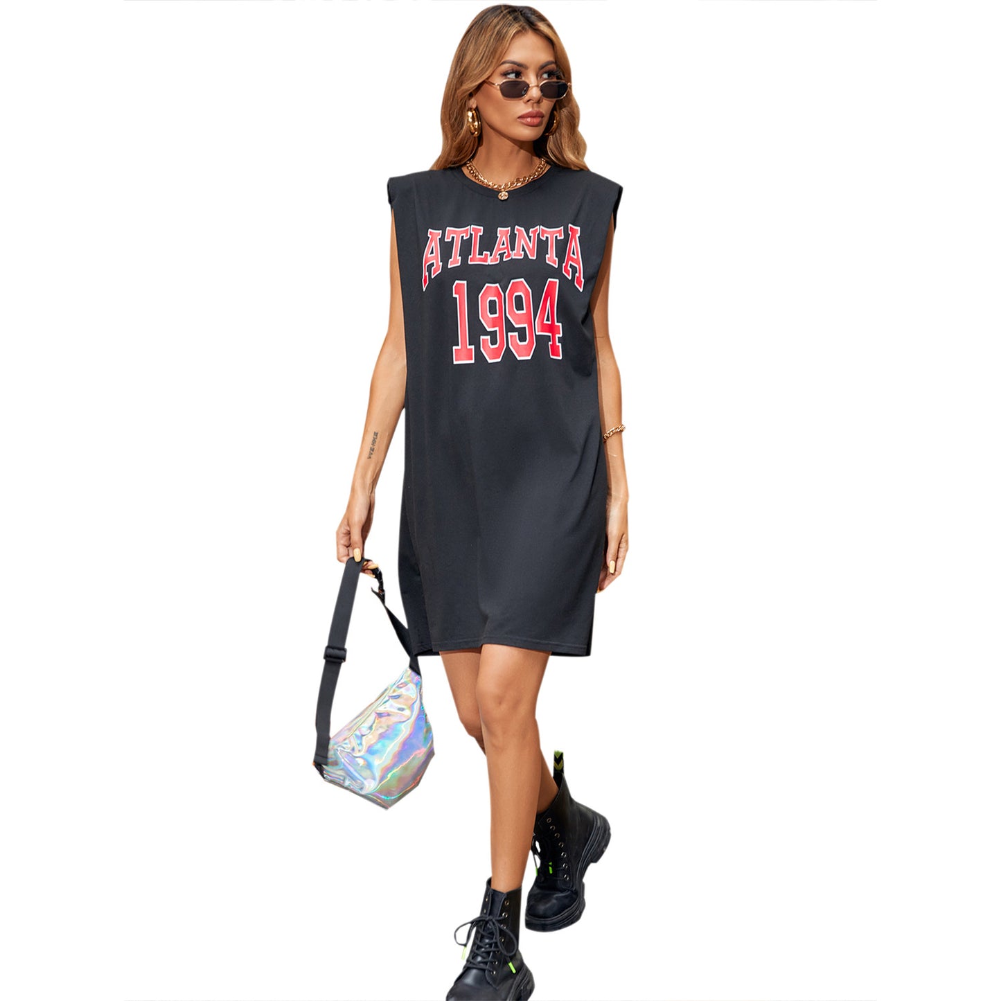 Robe T-shirt oversize pour femmes avec impression sportive Chic und Stil