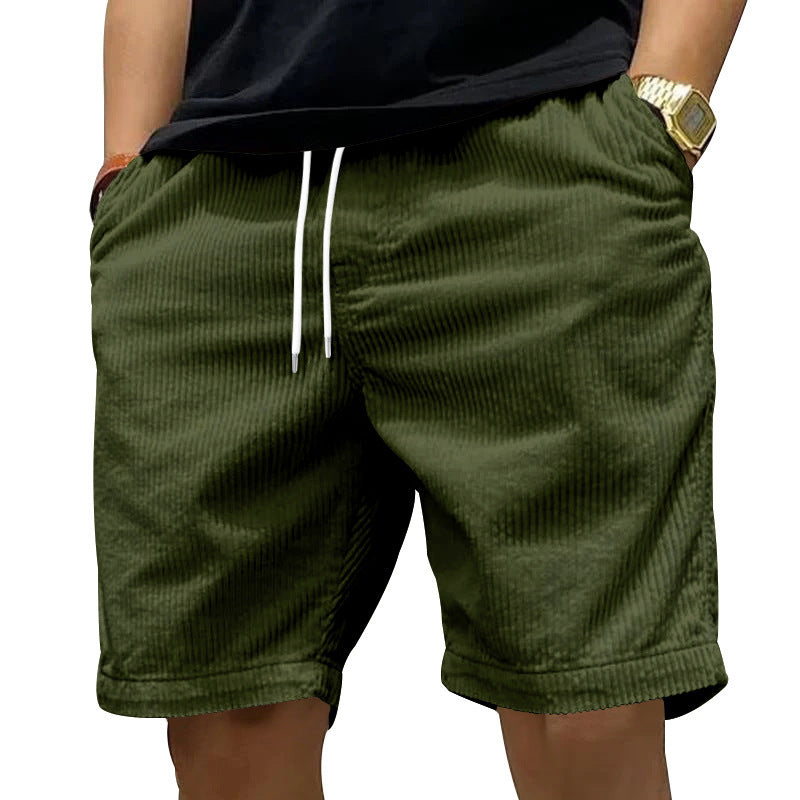 Shorts en corduroy décontractés pour hommes avec taille élastique et poches latérales pratiques Chic und Stil