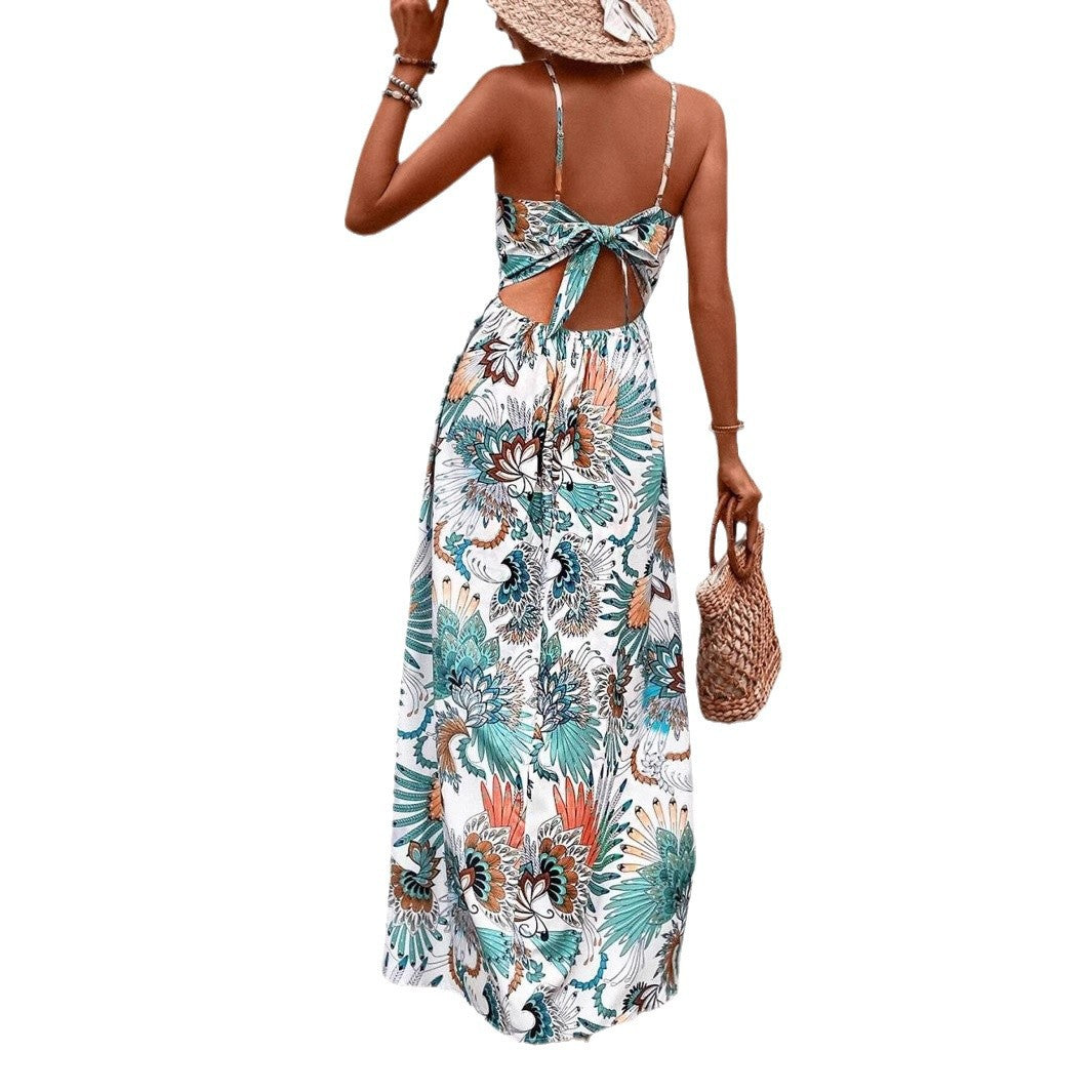 Dames Collier Fleurs Robe Maxi Chic und Stil