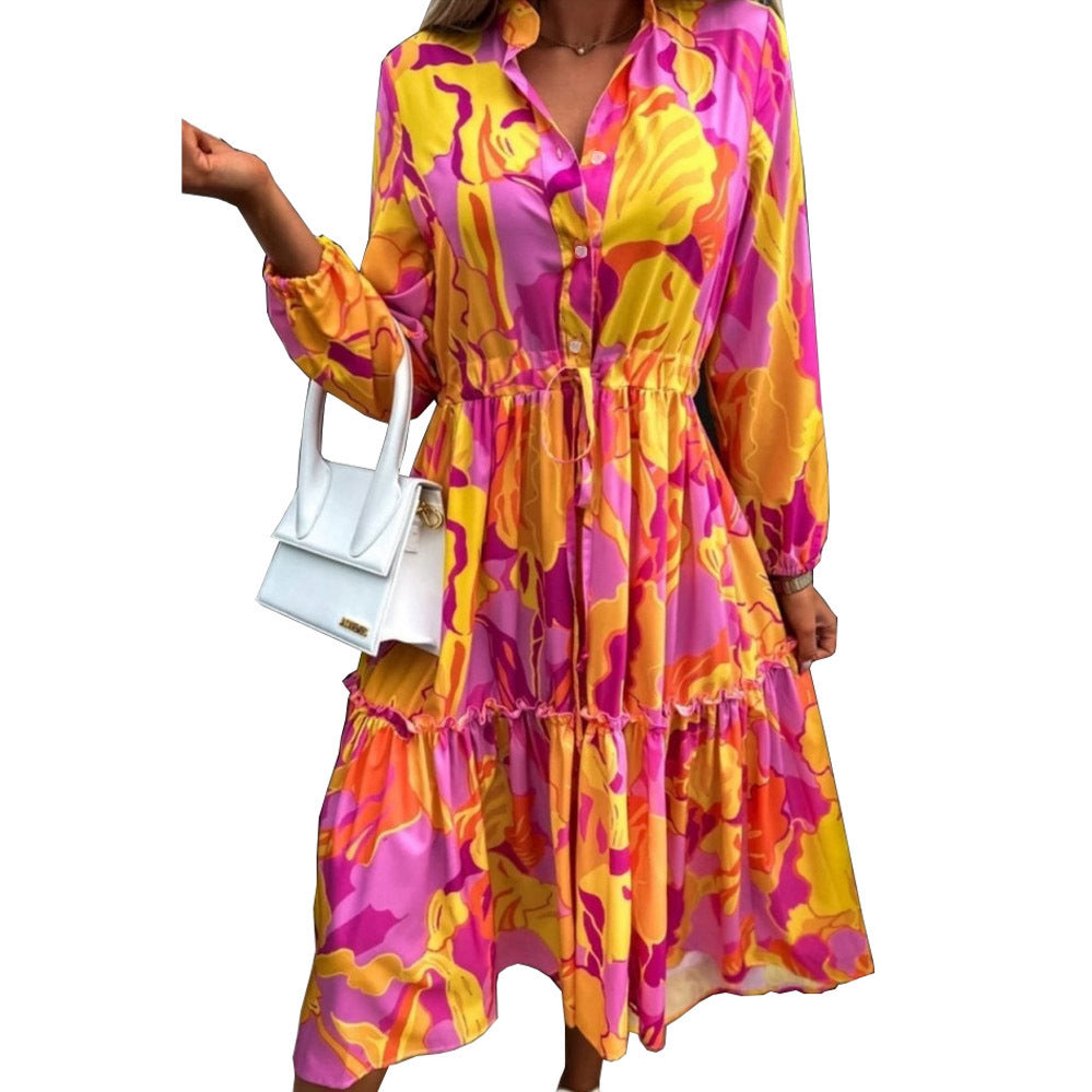Robe t-shirt à manches longues pour femmes avec une silhouette décontractée et un cordon de serrage à la taille Chic und Stil