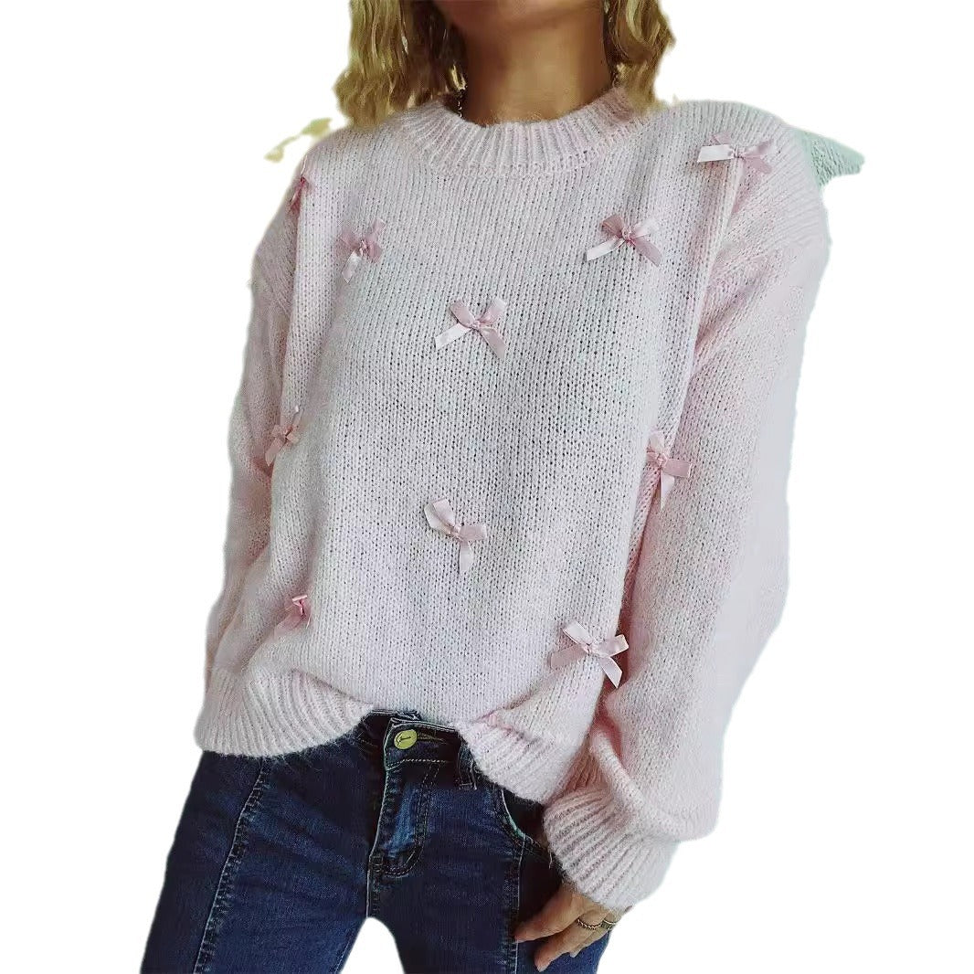 Pull en tricot pour femmes avec des accents de nœuds ludiques Chic und Stil