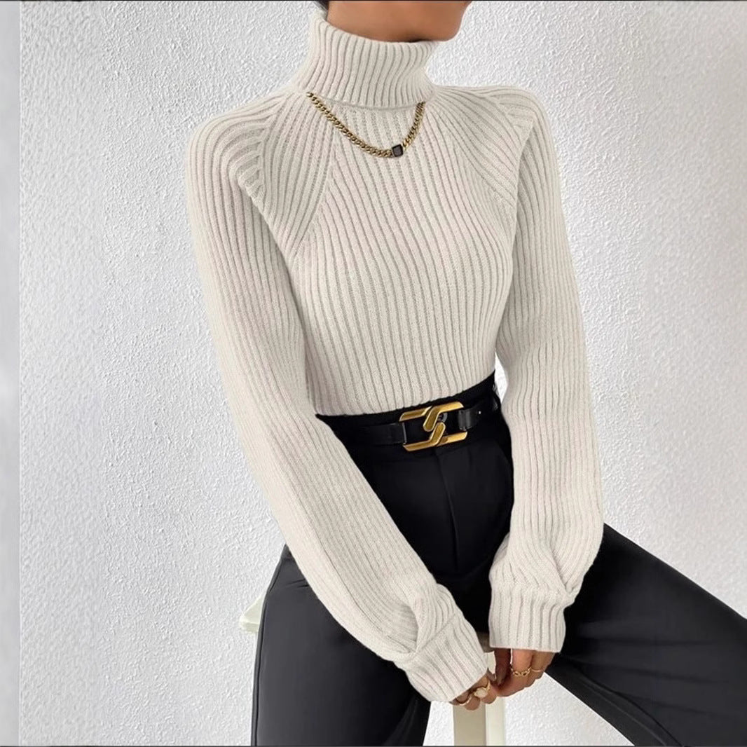 Pull femme ajusté avec texture côtelée et col montant Chic und Stil